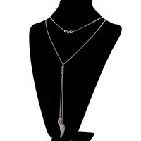 European And American Fashion Long Double-layer Necklace Minimalist Style Stainless Steel Pendant Necklace Wholesale sku image 4