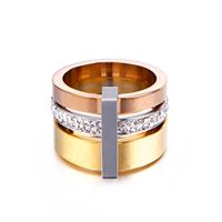 Placage 18k Bague En Or En Acier Inoxydable Or Acier Couleur Atmosphère Trois Couches Multi-anneau Anneau sku image 9