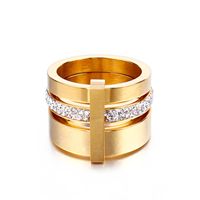 Placage 18k Bague En Or En Acier Inoxydable Or Acier Couleur Atmosphère Trois Couches Multi-anneau Anneau sku image 1