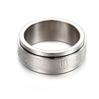 Stainless Steel Fashion Punk Retro Ring Six-character Mantra Heart Sutra Ring Couple Ring Wholesale sku image 1