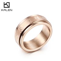 Stainless Steel Fashion Punk Retro Ring Six-character Mantra Heart Sutra Ring Couple Ring Wholesale sku image 12