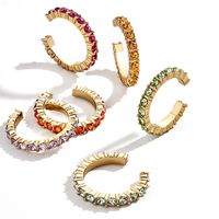 Fashion C Shape Plating Alloy Artificial Gemstones Earrings sku image 27