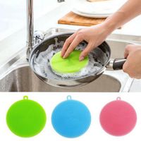 Silicone Dishwashing Brush Round Fruits And Vegetables Cleaning Brush Potholder Kitchen Supplies main image 1