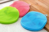 Silicone Dishwashing Brush Round Fruits And Vegetables Cleaning Brush Potholder Kitchen Supplies main image 6