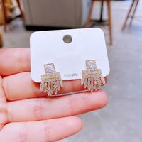 Exquisite Temperament Full Diamond Tassel Copper Earrings Cross-border Jewelry Wholesale main image 3