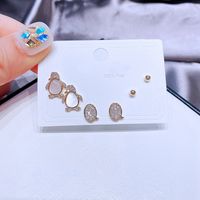 Fashion Earring Set Female Sweet And Cute Zircon Shell Penguin Small Earrings Three Pairs main image 2