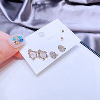 Fashion Earring Set Female Sweet And Cute Zircon Shell Penguin Small Earrings Three Pairs main image 6