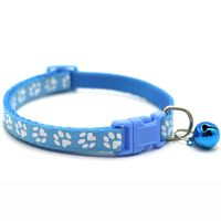 Pet Supplies Dog Cat Collar Color Footprint Print Belt Bell Dog Collar sku image 8