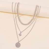 Simple Cube Coin Pendant Multilayer Necklace main image 3