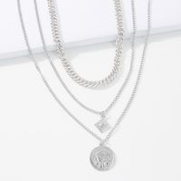 Simple Cube Coin Pendant Multilayer Necklace main image 4