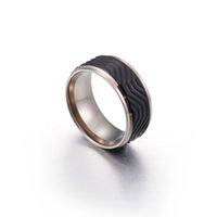 European And American Fashion Striped Ring Black Personality Trendy Titanium Single Index Finger Ring main image 1