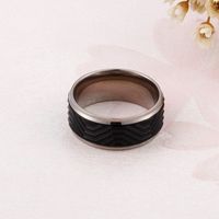 European And American Fashion Striped Ring Black Personality Trendy Titanium Single Index Finger Ring main image 3