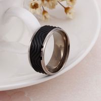 European And American Fashion Striped Ring Black Personality Trendy Titanium Single Index Finger Ring main image 5