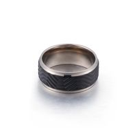 European And American Fashion Striped Ring Black Personality Trendy Titanium Single Index Finger Ring main image 6