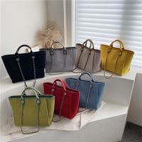 Foreign Trade Bag 2020 New Trendy Korean Portable Canvas Bag Wild One-shoulder Chain Tote Bag main image 1