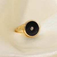 Punk Black Enamel Small Diamond Gold Ring Geometric Zircon Alloy Ring Wholesale main image 6