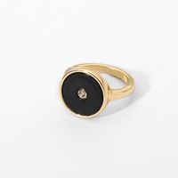 Punk Black Enamel Small Diamond Gold Ring Geometric Zircon Alloy Ring Wholesale main image 7