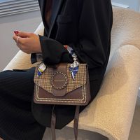 Autumn And Winter Plaid New One-shoulder Messenger Small Square Bag main image 5