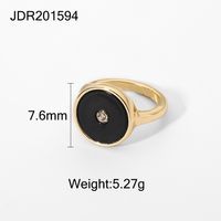Punk Black Enamel Small Diamond Gold Ring Geometric Zircon Alloy Ring Wholesale sku image 1