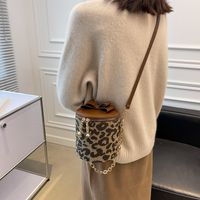 2021 New Bag Niche Fashion Leopard Crossbody Bag Autumn And Winter Bucket Bag sku image 2