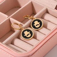 Retro Black Geometric Palm Black Demon Eye Pendant Earrings main image 3