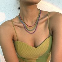 Simple Exaggerated Geometric Color Chain Multilayer Necklace main image 1