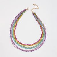 Simple Exaggerated Geometric Color Chain Multilayer Necklace main image 4