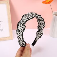 Leopard Print Headband Fabric Edging Retro Bubble Fold Headband sku image 1