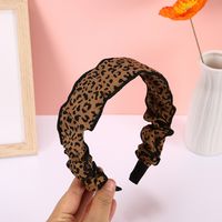Leopard Print Headband Fabric Edging Retro Bubble Fold Headband sku image 3