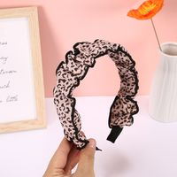 Leopard Print Headband Fabric Edging Retro Bubble Fold Headband sku image 4