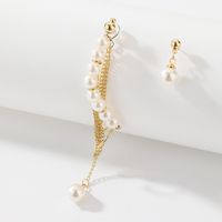 Fashion Pearl Tassel Asymmetric Earrings Ear Bone Clip European And American Earrings Women sku image 1