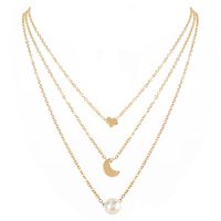 European And American Fashion Alloy Star Moon Pearl Pendant Necklace Jewelry Wholesale sku image 1