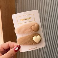 Korean Version Of Children's Hair Accessories Autumn And Winter Plush Bb Clip Cute Bear Side Clip Frosted Love Hairpin sku image 4