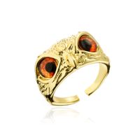 Aogu Cross-border Supply Copper Plating 18k Gold Vintage Bohemian Style Personality Owl Jewelry Open Ring sku image 3