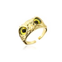 Aogu Cross-border Supply Copper Plating 18k Gold Vintage Bohemian Style Personality Owl Jewelry Open Ring sku image 4