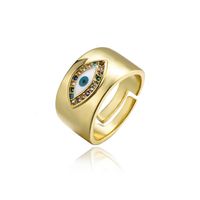 Cross-border Source Copper Devil's Eye Geometric Open Ring Turquoise Color Zirconium Drip Oil Ring sku image 2