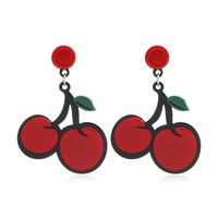 European And American Fashion Indie Pop, Sweet And Cute Fruit Earrings Personality Simple Trend Exaggerated Versatile Red Cherry Earrings sku image 1