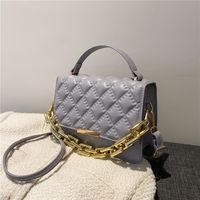 Korean Version Solid Color Messenger Square Rhomboid Embroidered Thread Shoulder Bag sku image 6