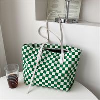 Retro Canvas Bag Checkerboard Bag Autumn Tide Fashion Portable Tote Bag sku image 1
