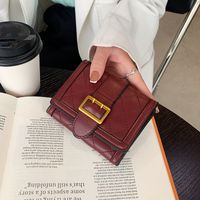 Women's Wallet Summer Thin 2021 Folding Design Long Wallet Rhombus Ins Style Three Fold Student Short Wallet sku image 2