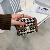 Wallet Female Thin Section 2021 New Houndstooth Short Wallet Fabric Multi-card Card Holder sku image 4