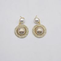 European And American Flash Diamond Exaggerated Pearl Earrings Zircon Earrings Women sku image 2