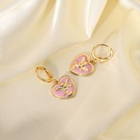 Angel Embossed Pink Drop Oil Round Pendant Earrings Jewelry main image 2