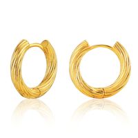 Simple Earrings Copper Plated 18k Real Gold Brushed Retro Twisted Earrings Small Jewelry main image 2