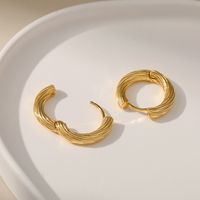 Simple Earrings Copper Plated 18k Real Gold Brushed Retro Twisted Earrings Small Jewelry main image 3