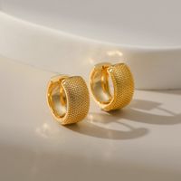 Fashion 18k Gold-plated Copper Earrings Embossed Ear Buckle Smooth Small Earrings main image 3