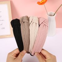 Solid Color Knotted Knitted Headband Korean Simple Fabric Woolen Headband main image 1