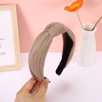 Solid Color Knotted Knitted Headband Korean Simple Fabric Woolen Headband main image 5