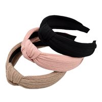 Solid Color Knotted Knitted Headband Korean Simple Fabric Woolen Headband main image 6