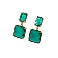 Retro Green Crystal Square Alloy Geometric Earrings Women Wholesale main image 6